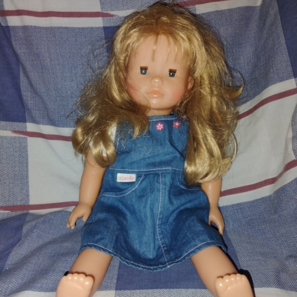 Corolle Blonde Hair Doll in Blue Dress